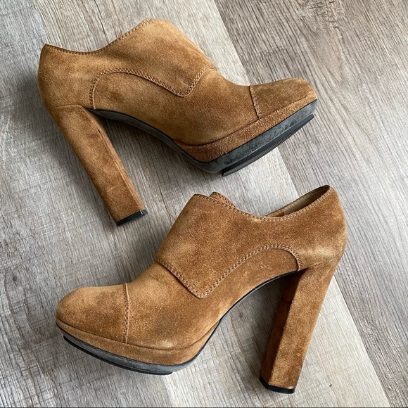 Lanvin Brown Suede Monk Strap Platform Ankle Booties - Picture 4 of 9